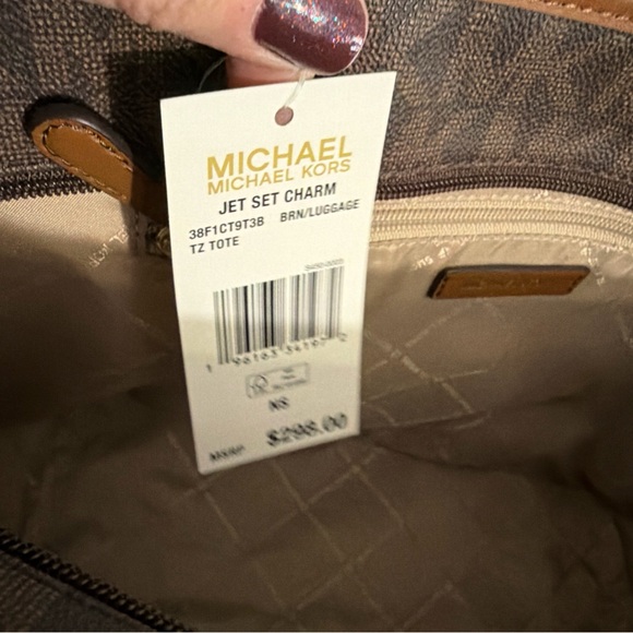 NWT Michael Kors Jet Set Medium Carryall Saffismo Brown Signature Tote Bag NWT - Picture 8 of 16